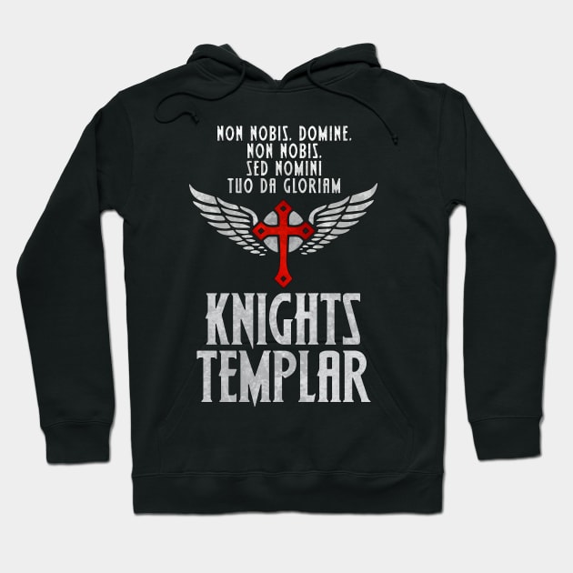 Knights Templar MOTTO insignia / The crusader / Cross and wings vintage style Hoodie by Naumovski